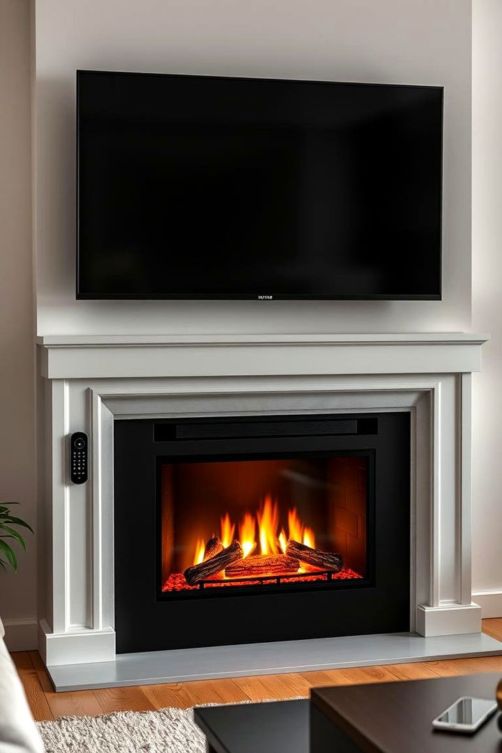 Simple Controls for Sleek Operations - 22 Electric Fireplace Ideas With Tv Above