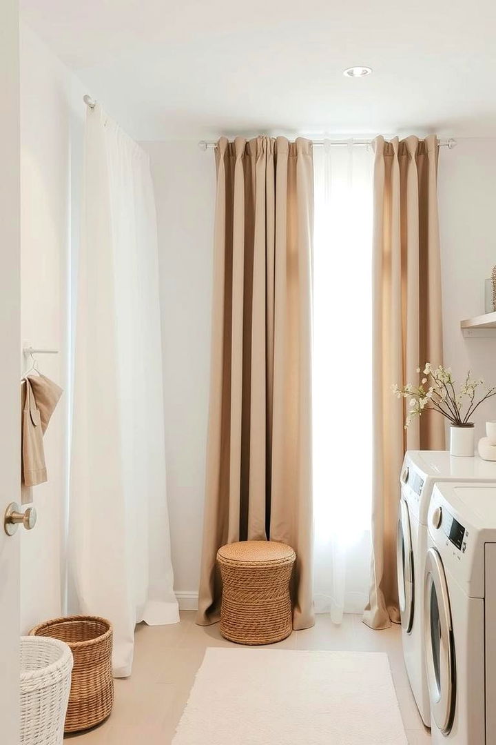 Simple Neutral Tones - 22 Laundry Room Curtain Ideas