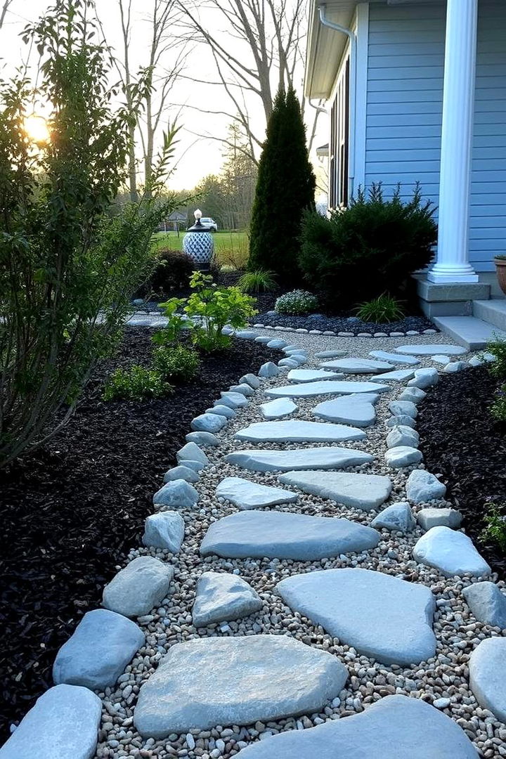 Simple Rock Pathways for a Welcoming Entrance - 22 Front Yard Landscaping Ideas With Rocks and Mulch