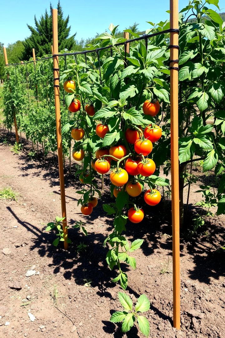 Simple Stake and Netting Trellis - 22 Tomato Trellis Ideas