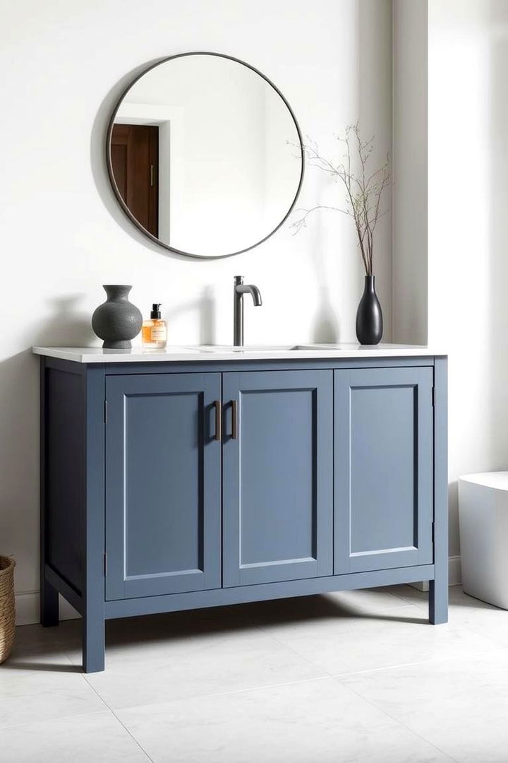 Slate Blue Minimalism - 22 Blue Bathroom Vanity Ideas