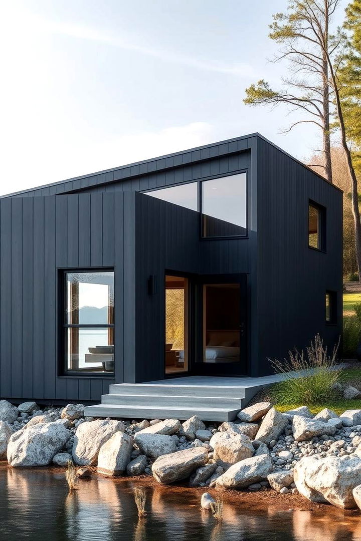 Slate Gray Modernity - 22 Lake House Exterior Colors Ideas