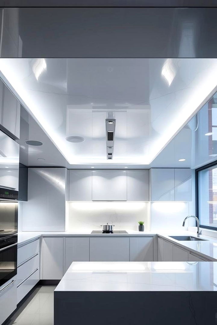 Sleek Aluminum Finishes on Soffit - 22 Kitchen Soffit Ideas