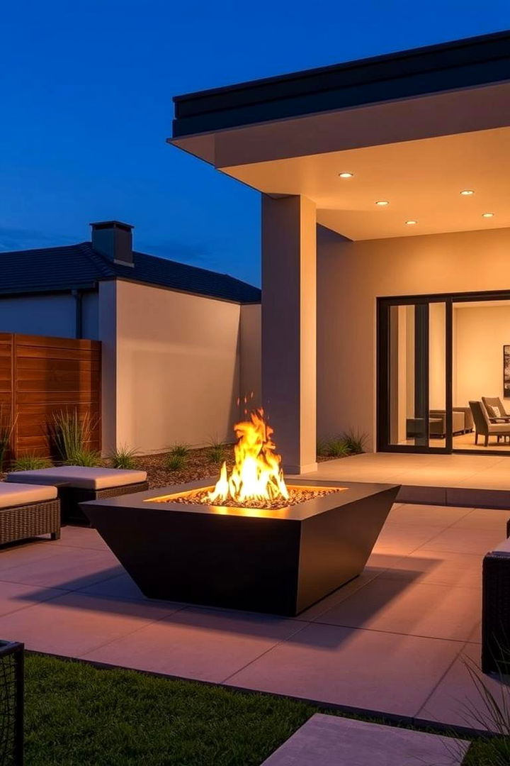 Sleek Architectural Integration - 22 Patio Ideas With Firepit