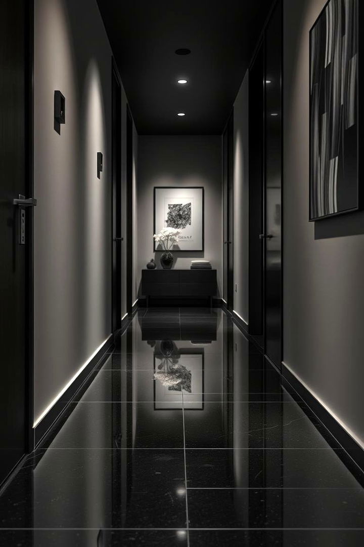 Sleek Black Flooring Concepts - 22 Black Hallway Ideas