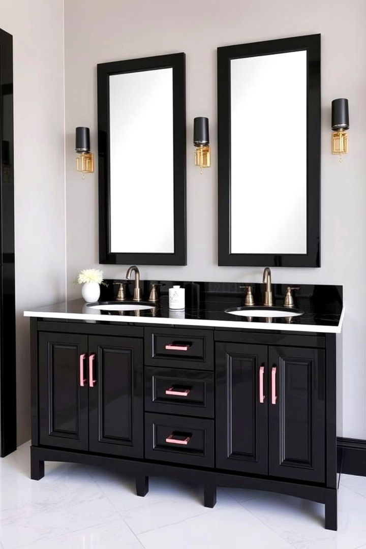 Sleek Black Vanities - 22 Pink and Black Bathroom Ideas