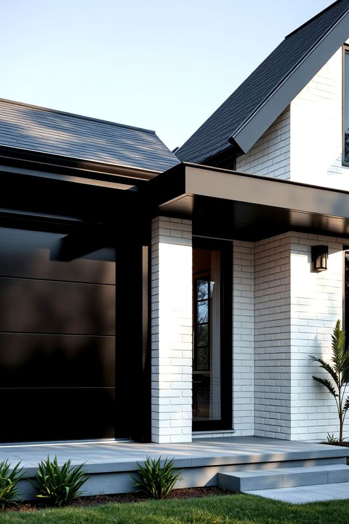 Sleek Black Vinyl with White Brick - 22 Vinyl Siding and Brick Combinations