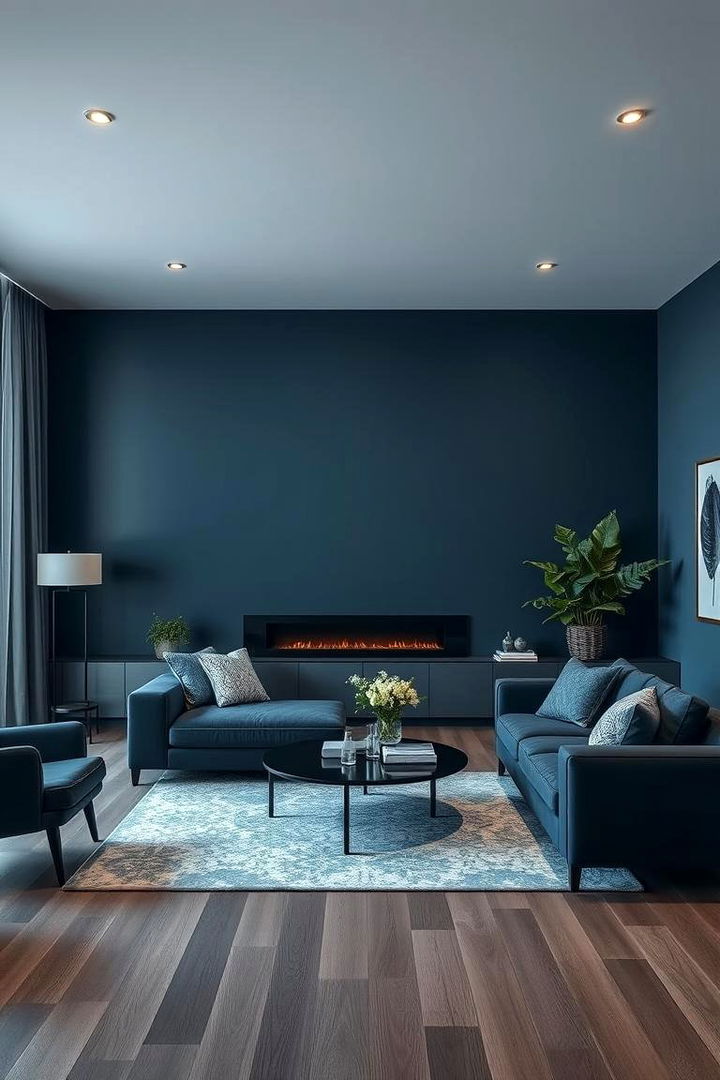 Sleek Blue and Charcoal - 22 Two Colour Combination for Living Room