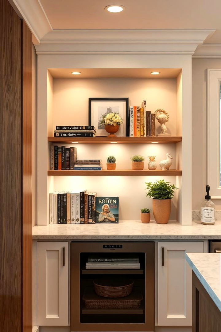 Sleek Built in Shelving - 22 Kitchen Corner Ideas