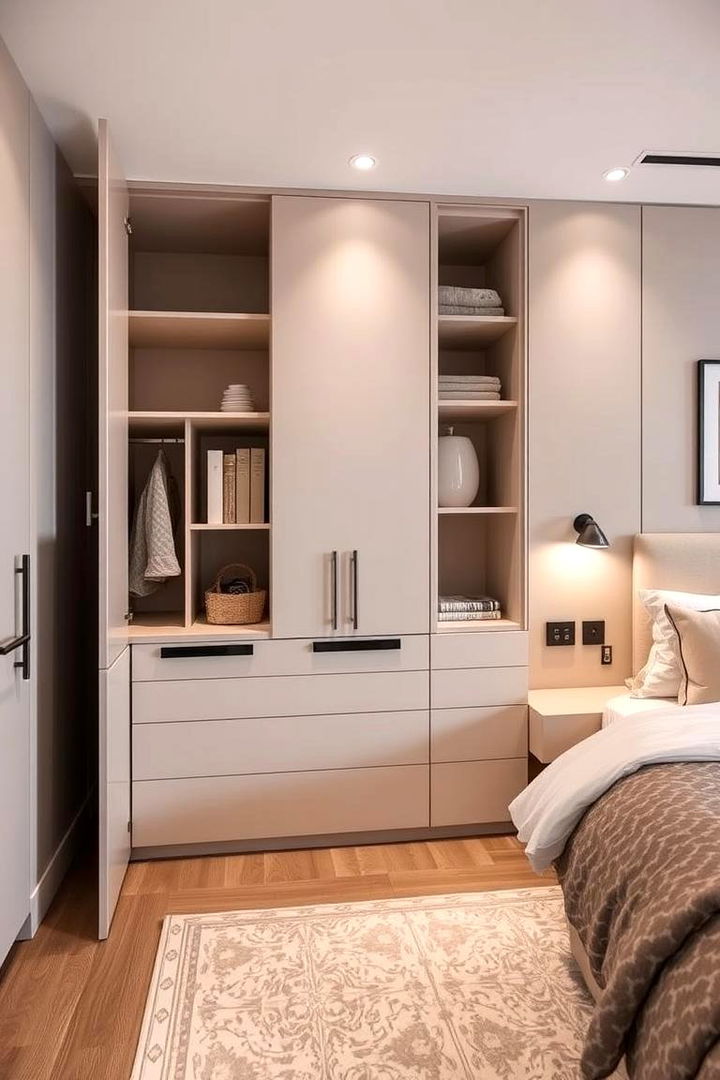 Sleek Built in Storage - 22 luxury modern bedroom ideas