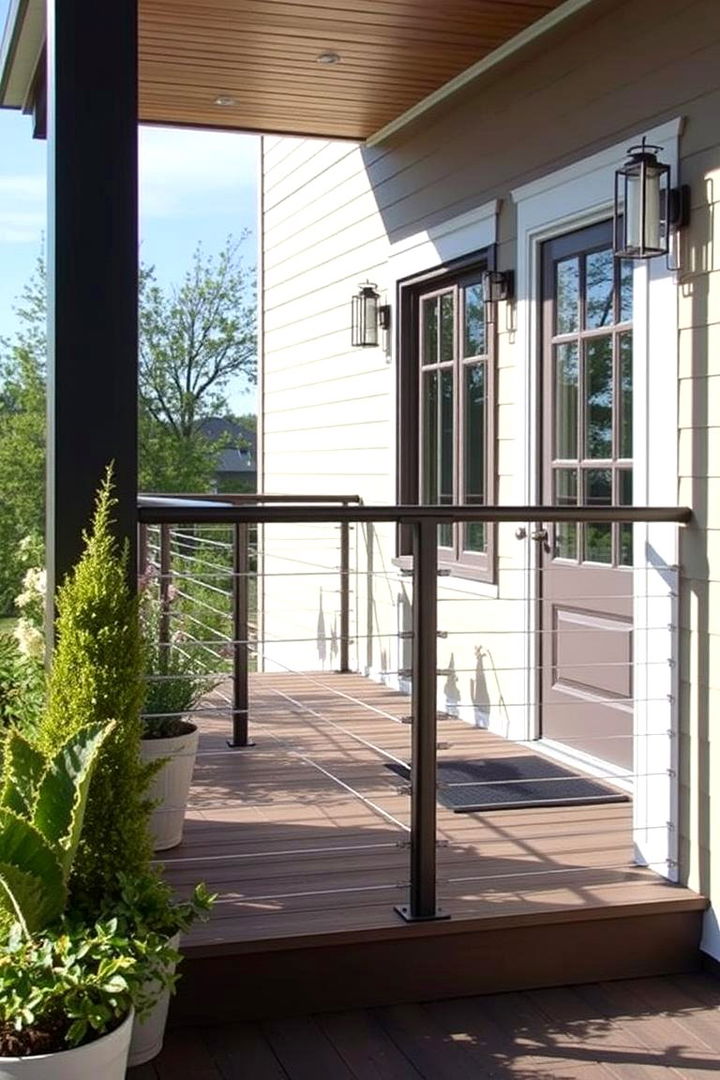 Sleek Cable Railings - 22 Front Porch Railing Ideas