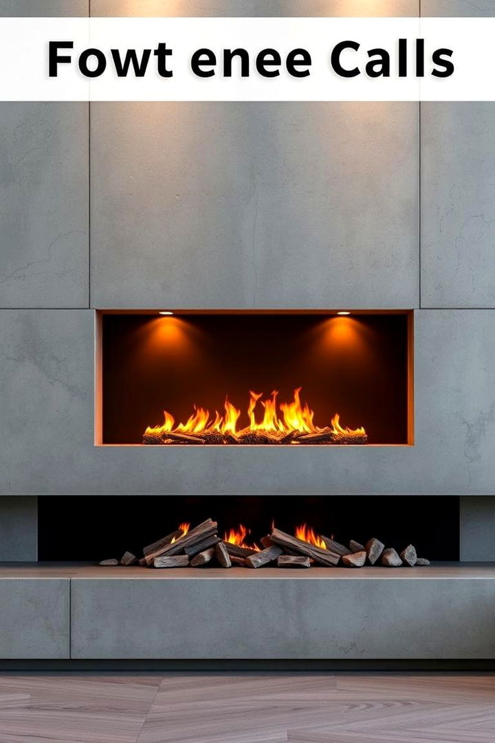 Sleek Concrete Finish - 22 Fireplace Wall Ideas