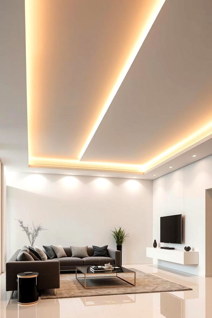 Sleek Contemporary Lines - 22 Living Room False Ceiling Design Ideas
