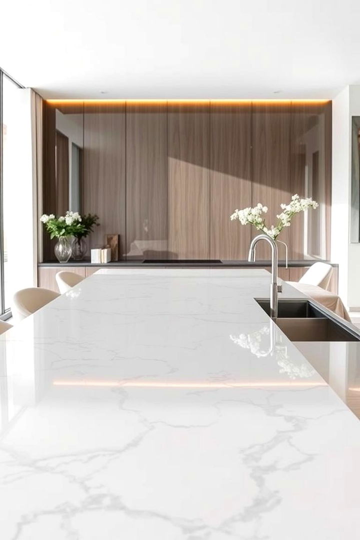 Sleek Contemporary Quartz Finish - 22 Quartz Fireplace Surround Ideas