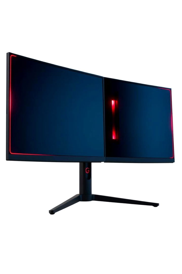 Sleek Dual Display with Red Highlights - 22 Red and Black Gaming Setup Ideas