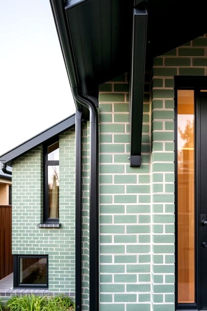 Sleek Exterior Trims - 22 Sage Green Painted Brick House Ideas