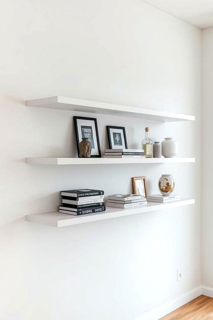 Sleek Floating Shelves - 22 Bookshelf Decor Ideas