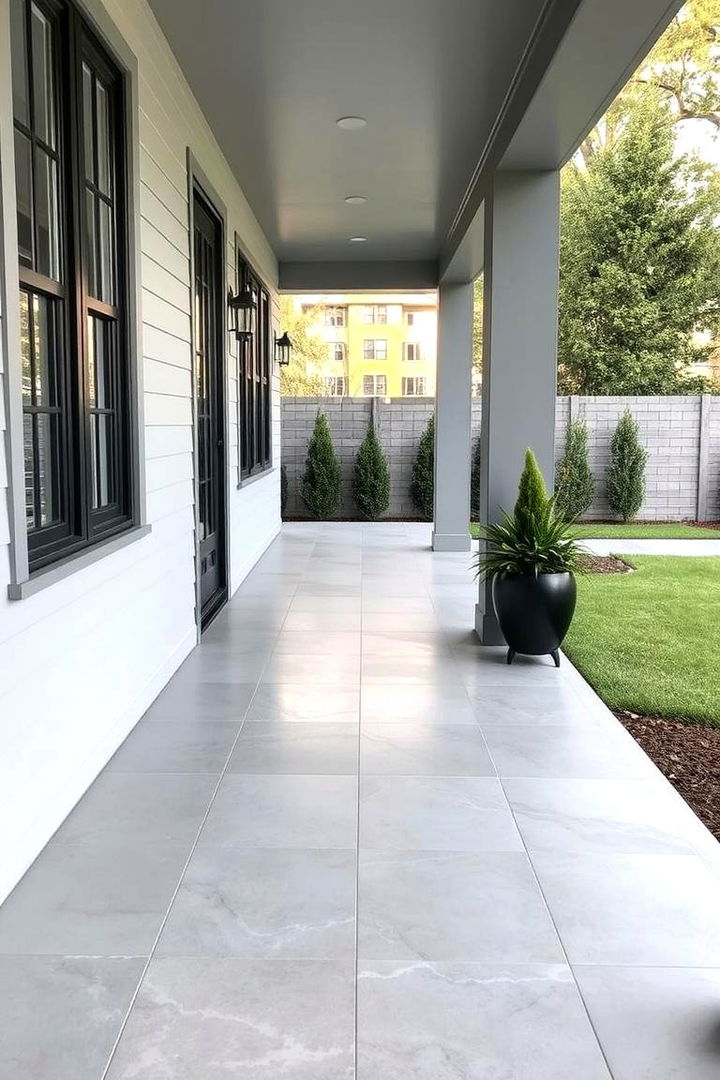 Sleek Flooring Options - 22 Modern Front Porch Ideas