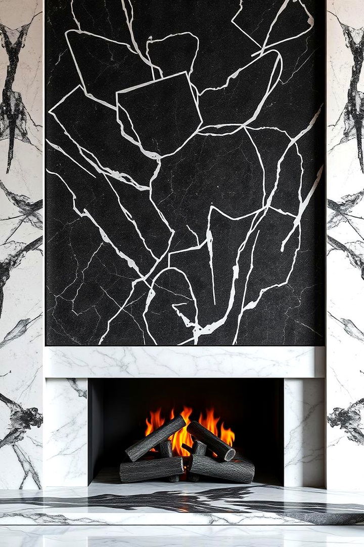 Sleek Fusion of Marble and Metal - 22 Marble Fireplace Ideas