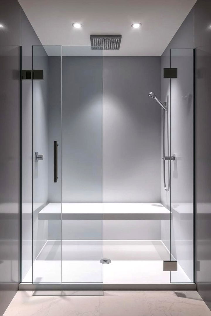 Sleek Glass Enclosed Bench Design - 22 Walk in Shower Ideas With Bench