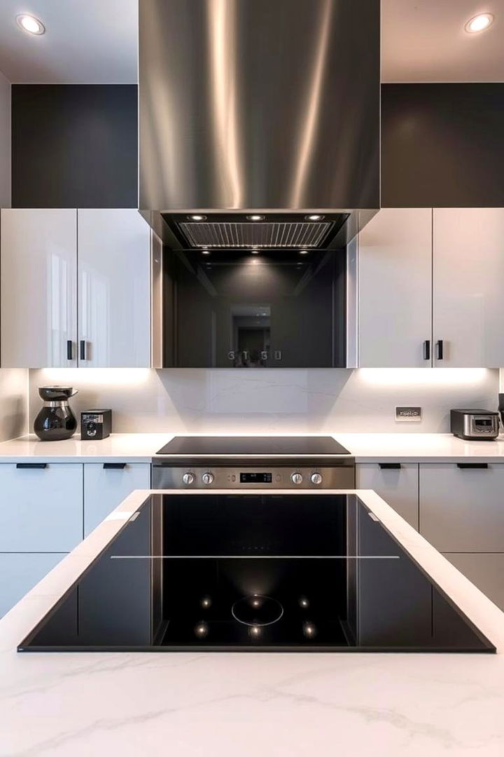 Sleek Glossy Finishes - 22 Black and White Kitchen Backsplash Ideas