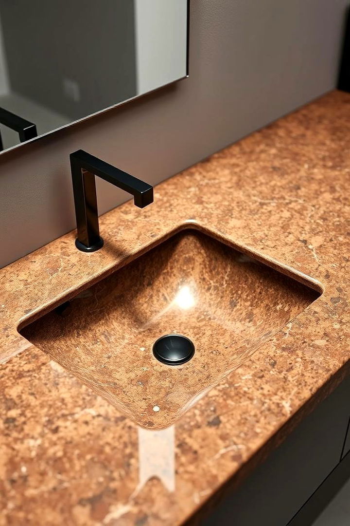 Sleek Granite Sinks for Bathrooms - 22 Brown Granite Bathroom Ideas