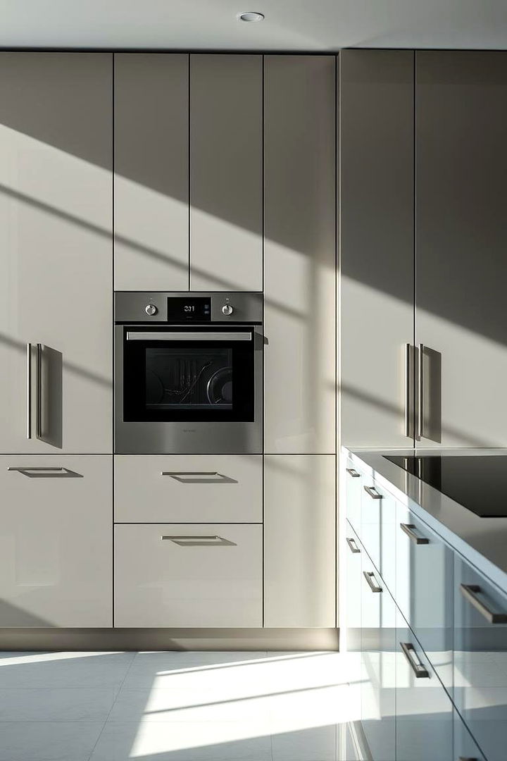 Sleek High Gloss Taupe Cabinets - 22 Taupe Kitchen Cabinet Ideas