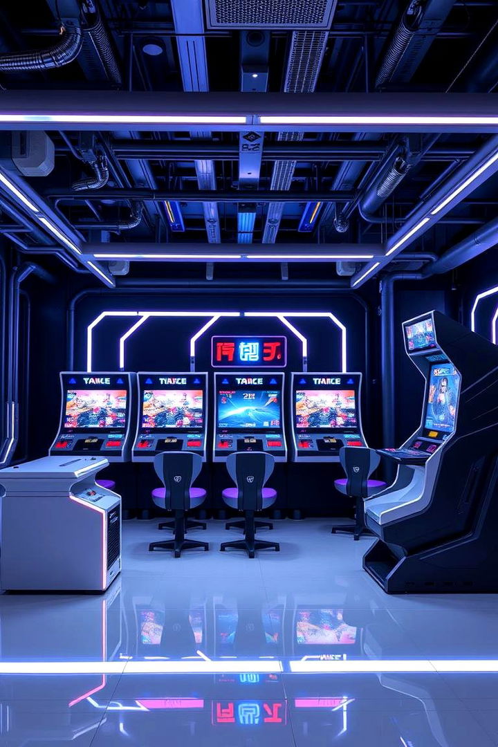 Sleek High Tech Arcade Environment - 22 Arcade Room Ideas