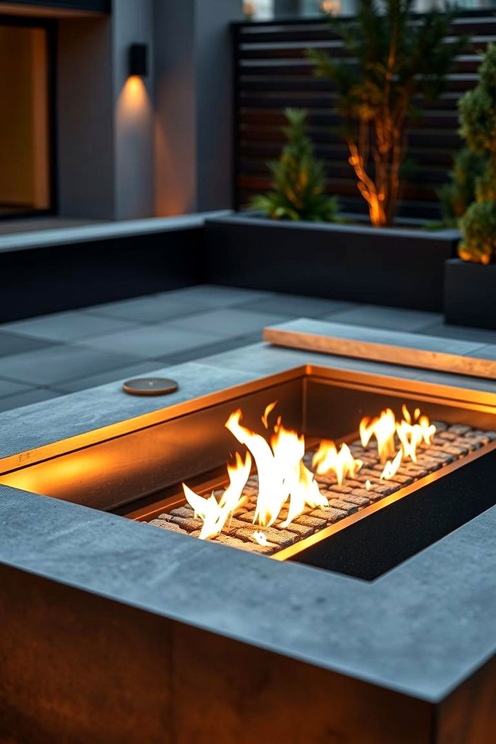 Sleek Industrial Look - 22 Sunken Fire Pit Ideas