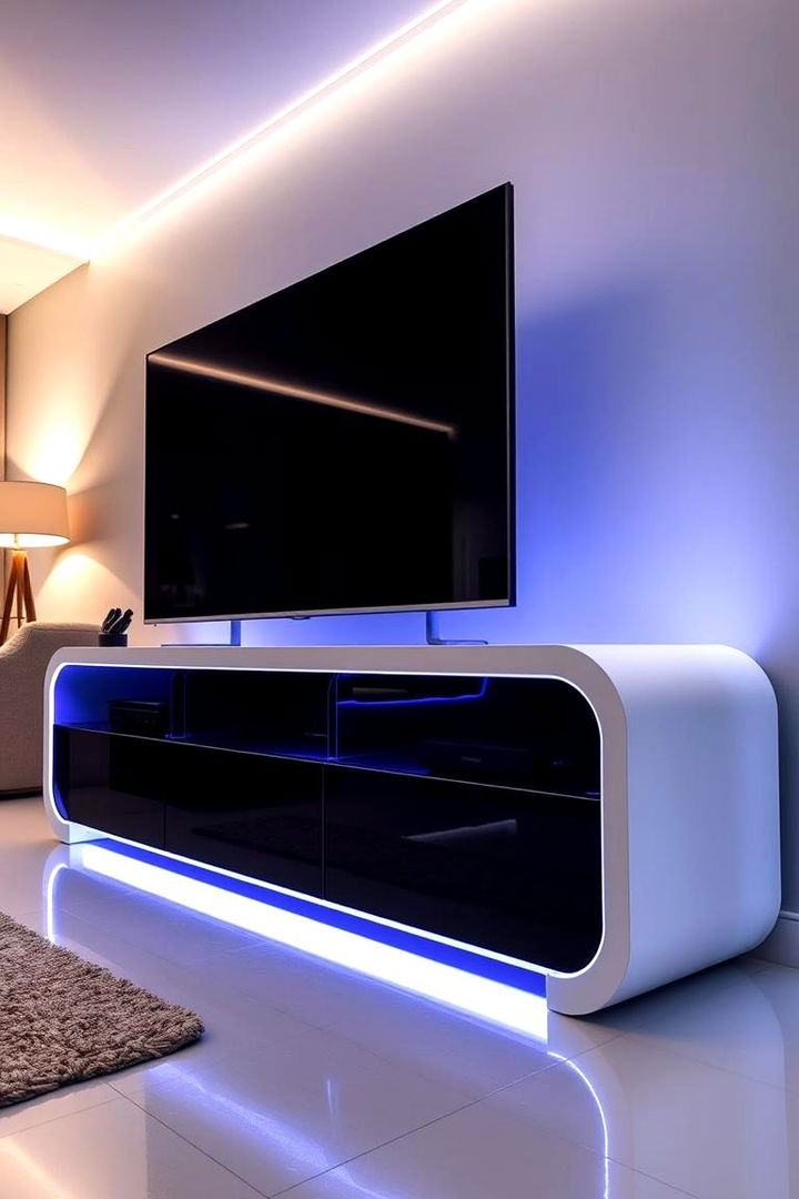 Sleek LED Backlit TV Stand - 22 Tv Stand Ideas