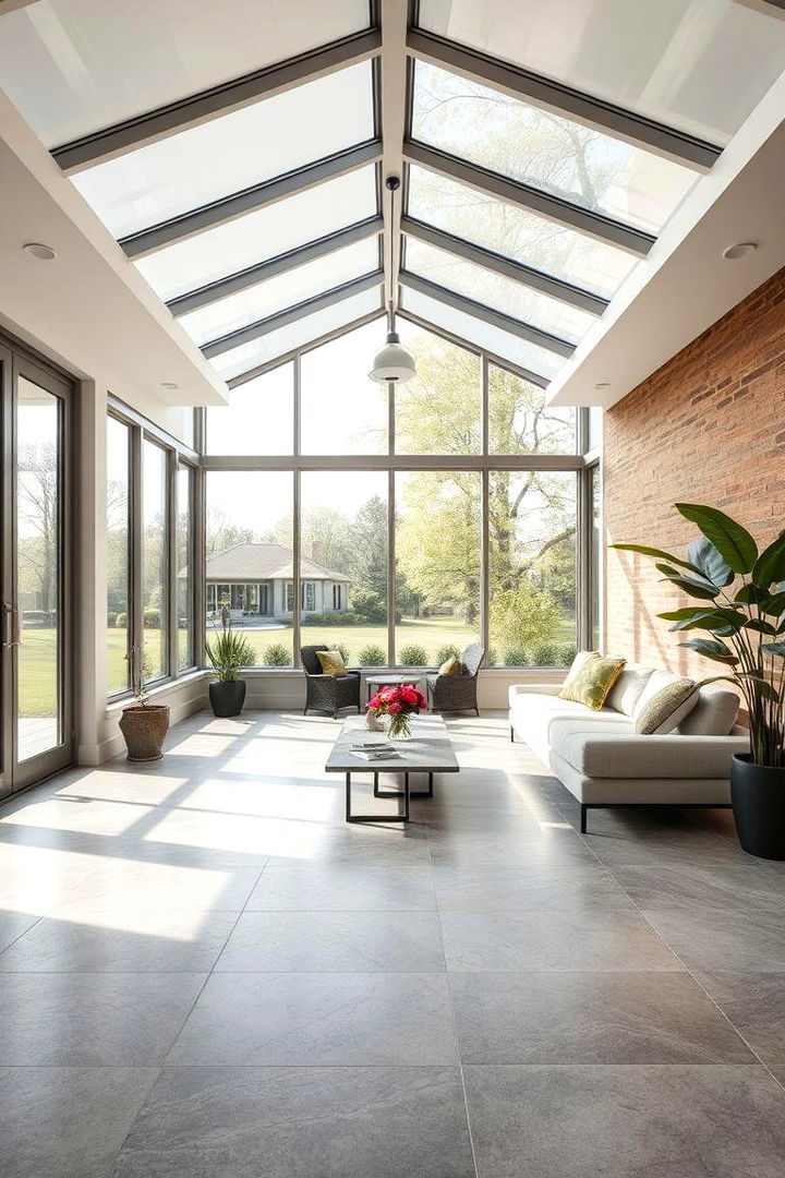 Sleek Large Format Porcelain - 22 Sunroom Tile Floor Ideas