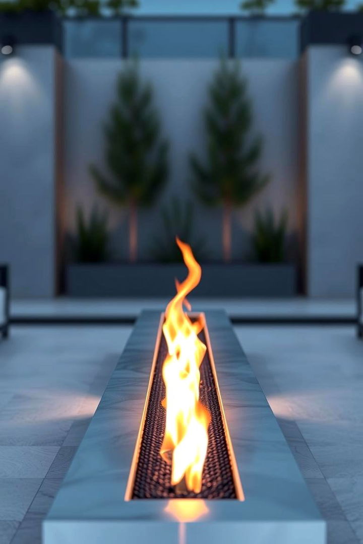 Sleek Linear Fire Feature - 22 Living Room Fireplace Ideas
