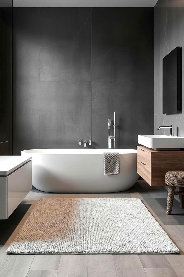 Sleek Low Pile Modernism - 22 Bathroom Rug Ideas