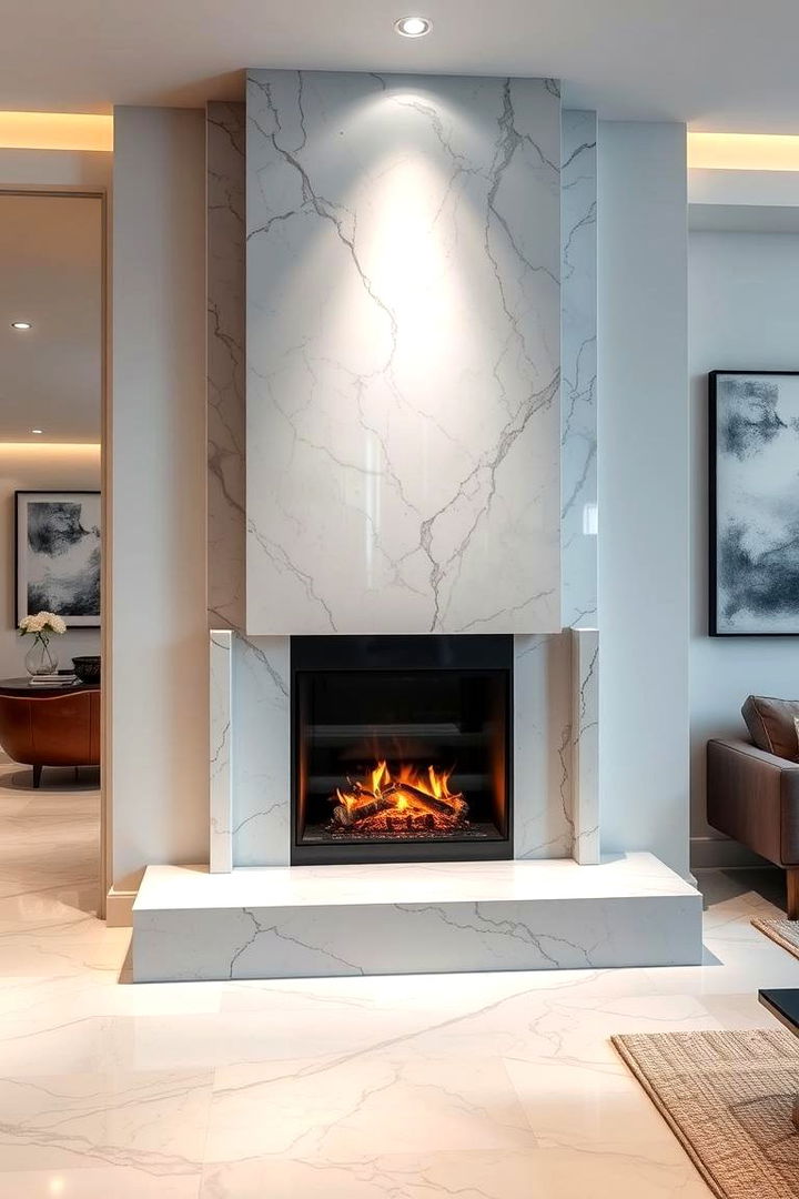 Sleek Marble Corner Fireplace - 22 Corner Fireplace Ideas