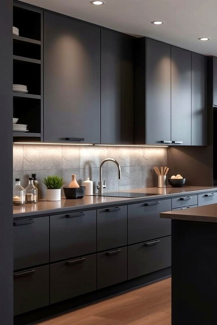 Sleek Matte Finishes Kitchen - 22 Dark Kitchen Ideas