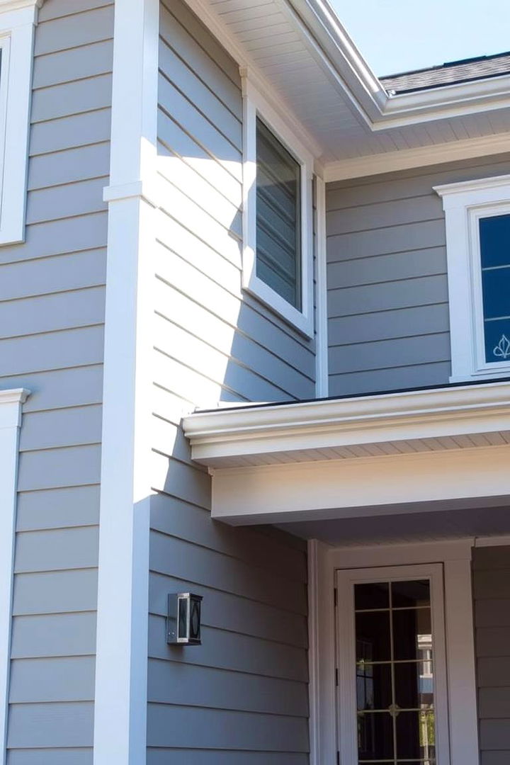 Sleek Metal Accents and Finishes - 22 Light Grey House With White Trim Design Ideas