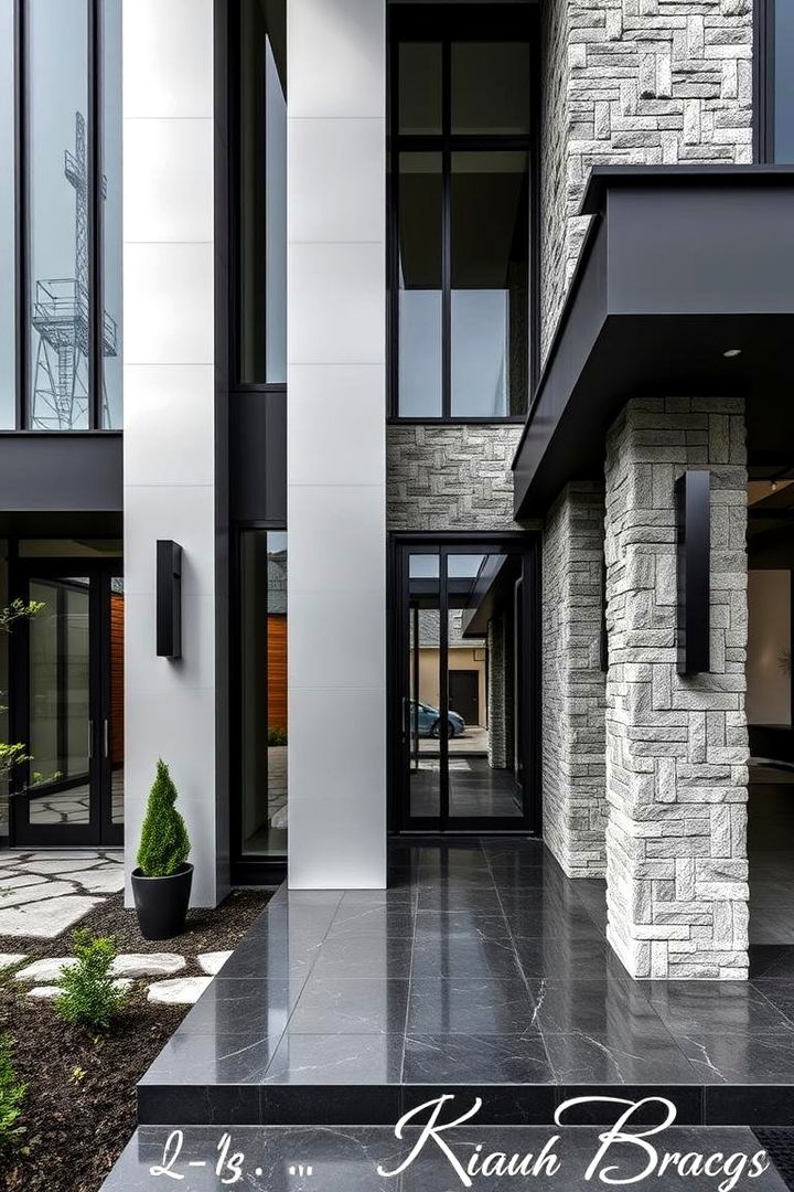 Sleek Metal and Stone Accents - 22 Black and White House Exterior Ideas