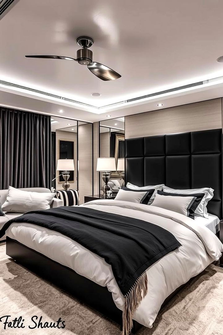 Sleek Metallic Elements - 22 Black and White Bedroom Ideas
