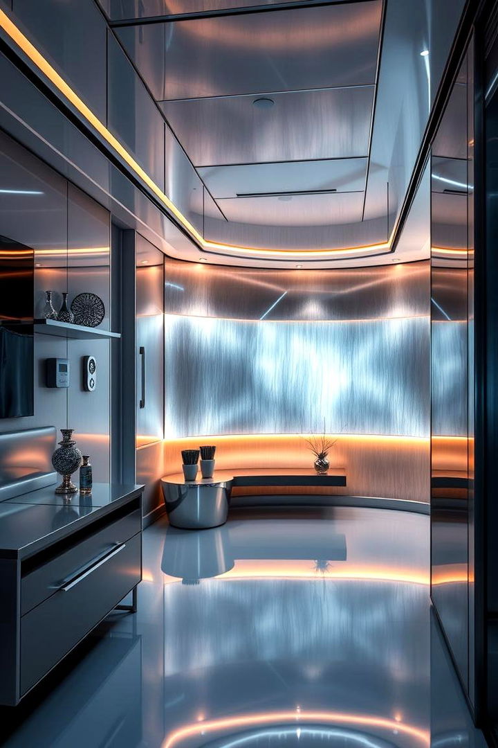 Sleek Metallic Finishes - 22 Tv Accent Wall Ideas