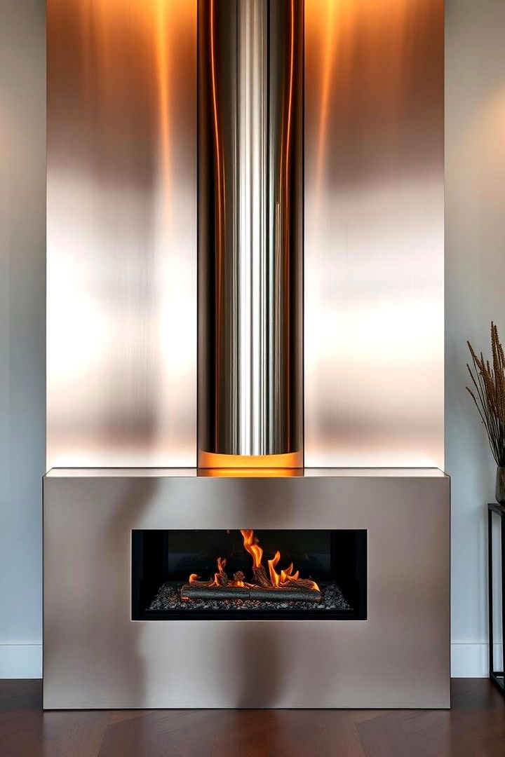 Sleek Metallic Finishes - 22 Floor to Ceiling Fireplace Ideas