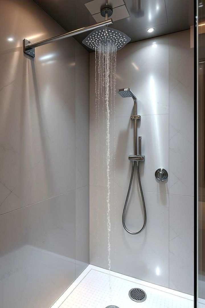 Sleek Metallic Finishes - 22 Shower Surround Ideas