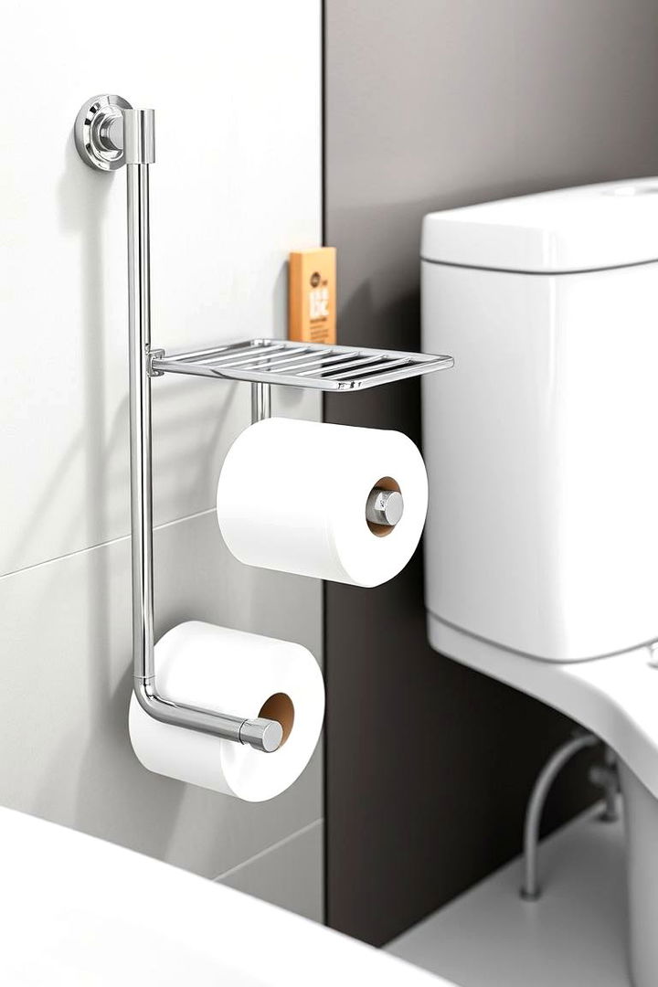 Sleek Metallic Rack Fixtures - 22 Toilet Paper Storage Ideas
