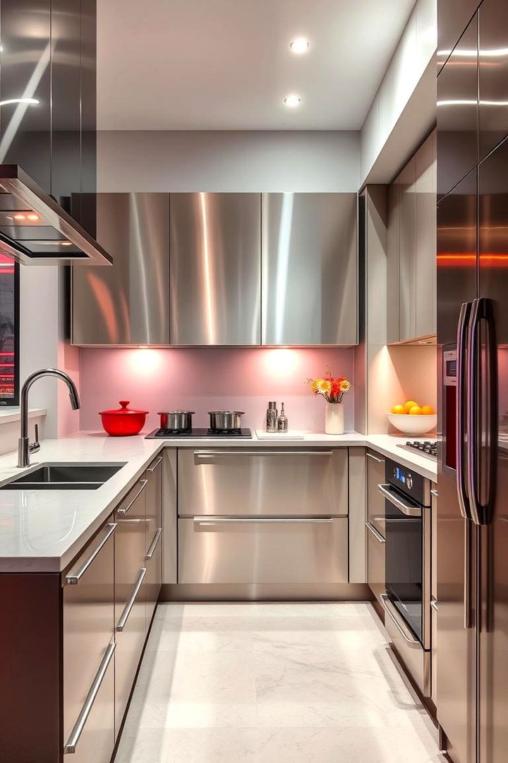 Sleek Metallic with Color Flare - 22 Kitchen With Colored Appliances Ideas