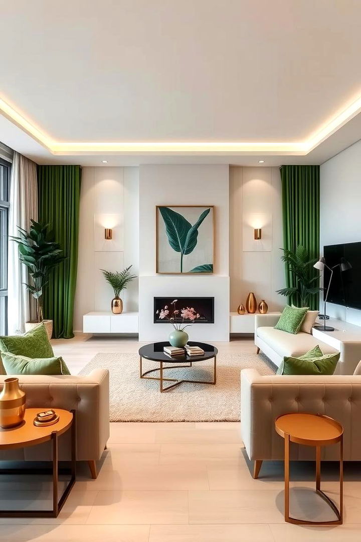 Sleek Minimalist Decor - 22 Green and Gold Living Room Ideas