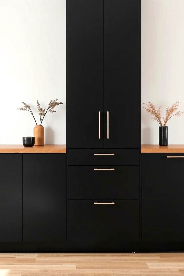 Sleek Minimalist Design - 22 Kitchen With Black Cabinets And Wood Countertops Ideas