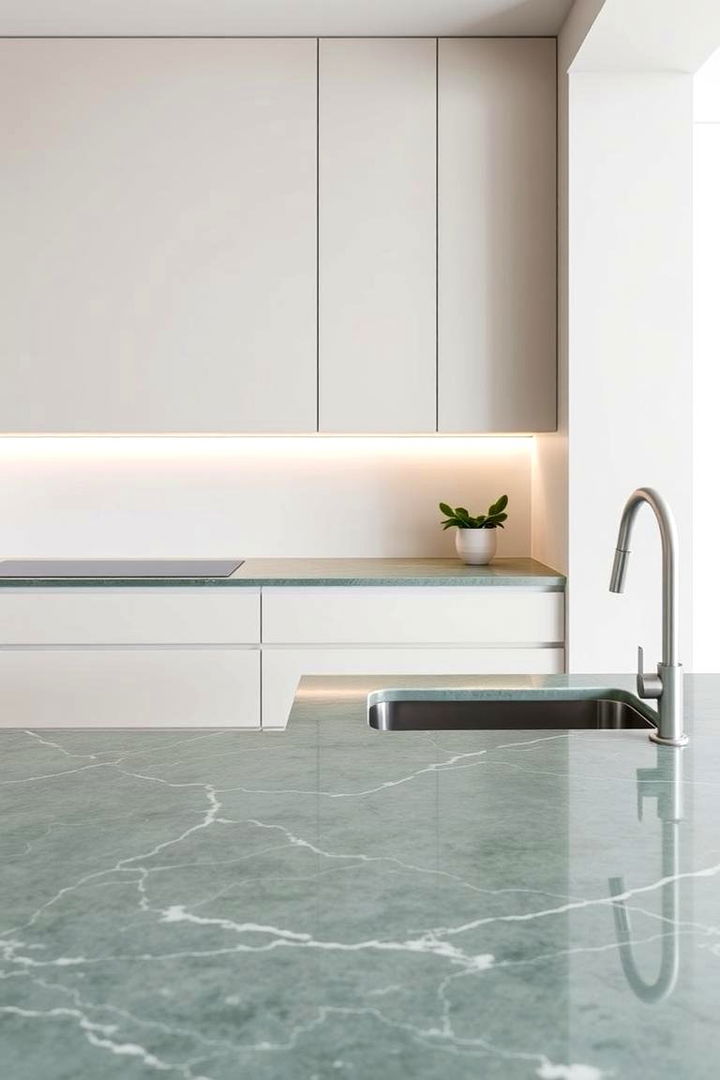 Sleek Minimalist Green Marble - 22 Green Marble Countertop Design Ideas