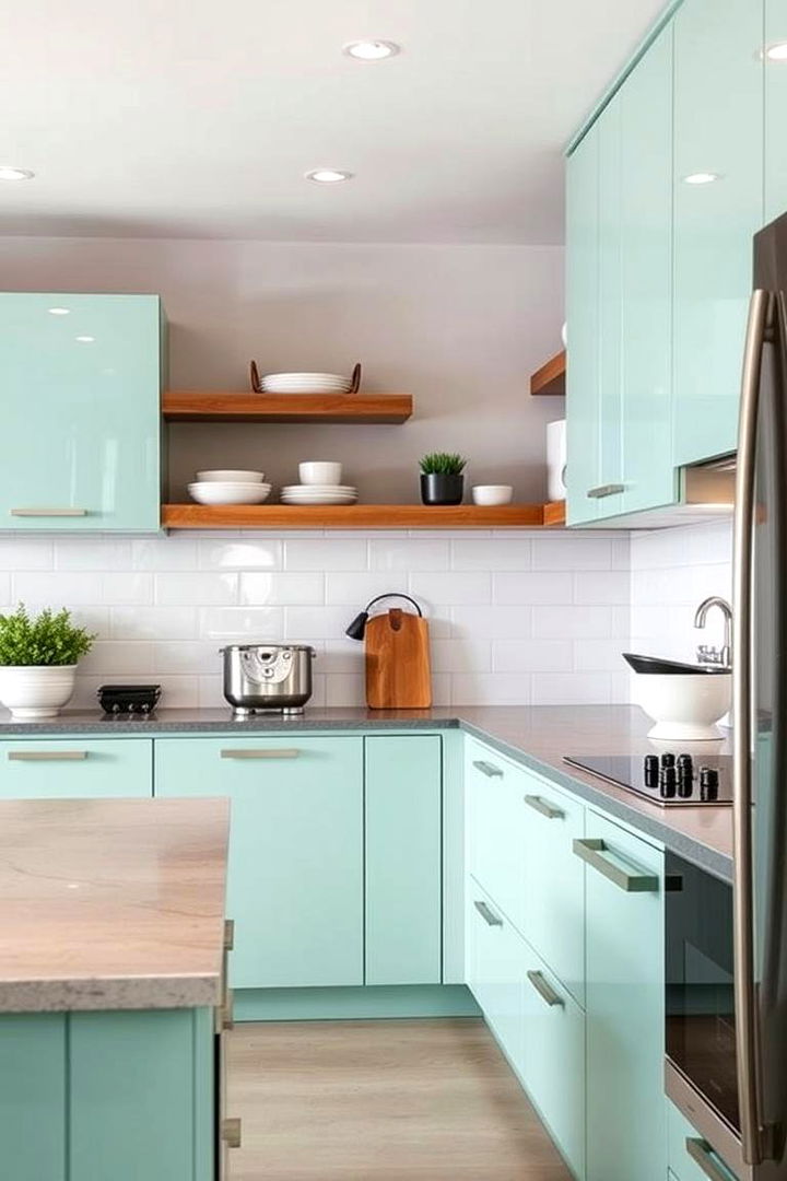 Sleek Mint Green Appliances Detailing - 22 Mint Green Kitchen Ideas