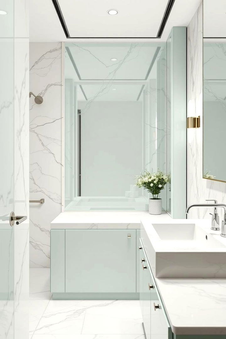 Sleek Mint Marble Details - 22 Mint Green Bathroom Ideas