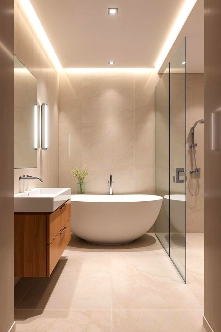 Sleek Modern Edge - 22 Travertine Tile Bathroom Ideas