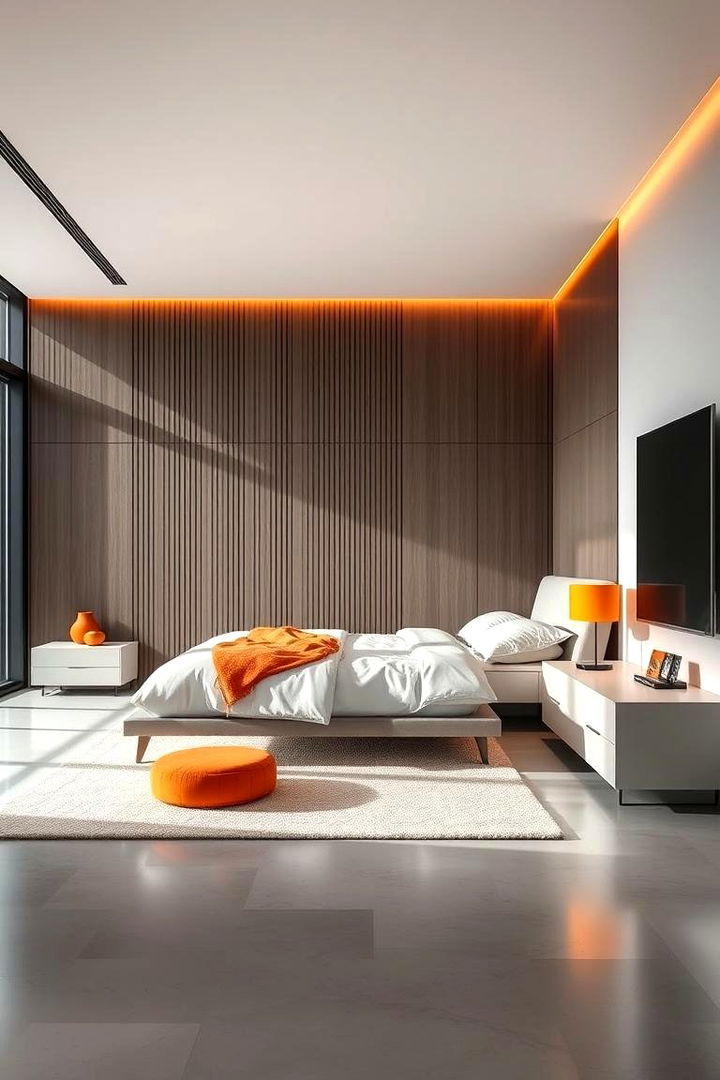 Sleek Modern Furniture Accents - 22 Orange Bedroom Ideas